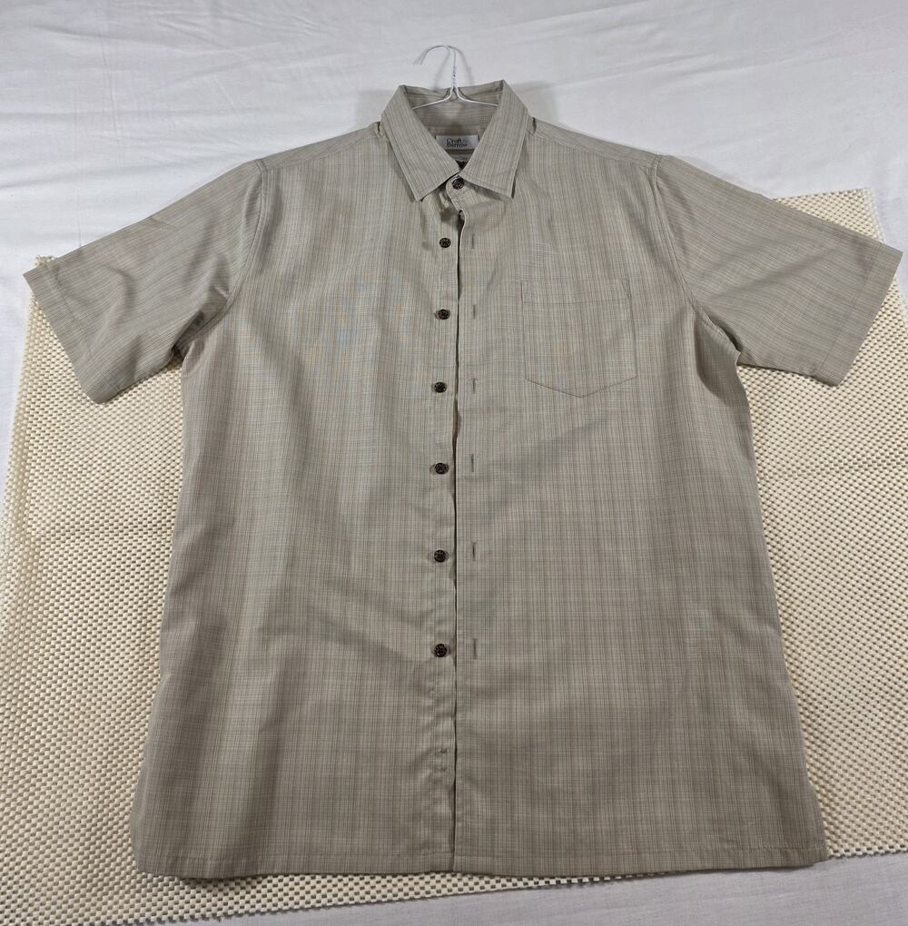 Croft And Barrow Easy Care Men's Short Sleeve Beige Shirt Medium